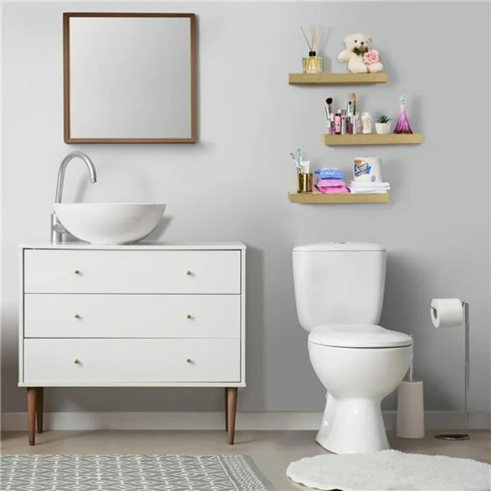 Floating Shelves for Wall Bathroom Shelves Wall Mounted StorageMaple Wood 2 Pack
